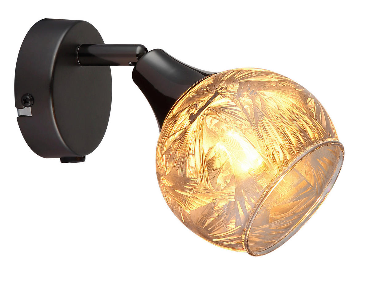 BODOVÉ SVÍTIDLO, 40 W/E14, 12/16 cm  - šedá/černý chrom, Basics, kov/sklo (12/16cm) - Globo