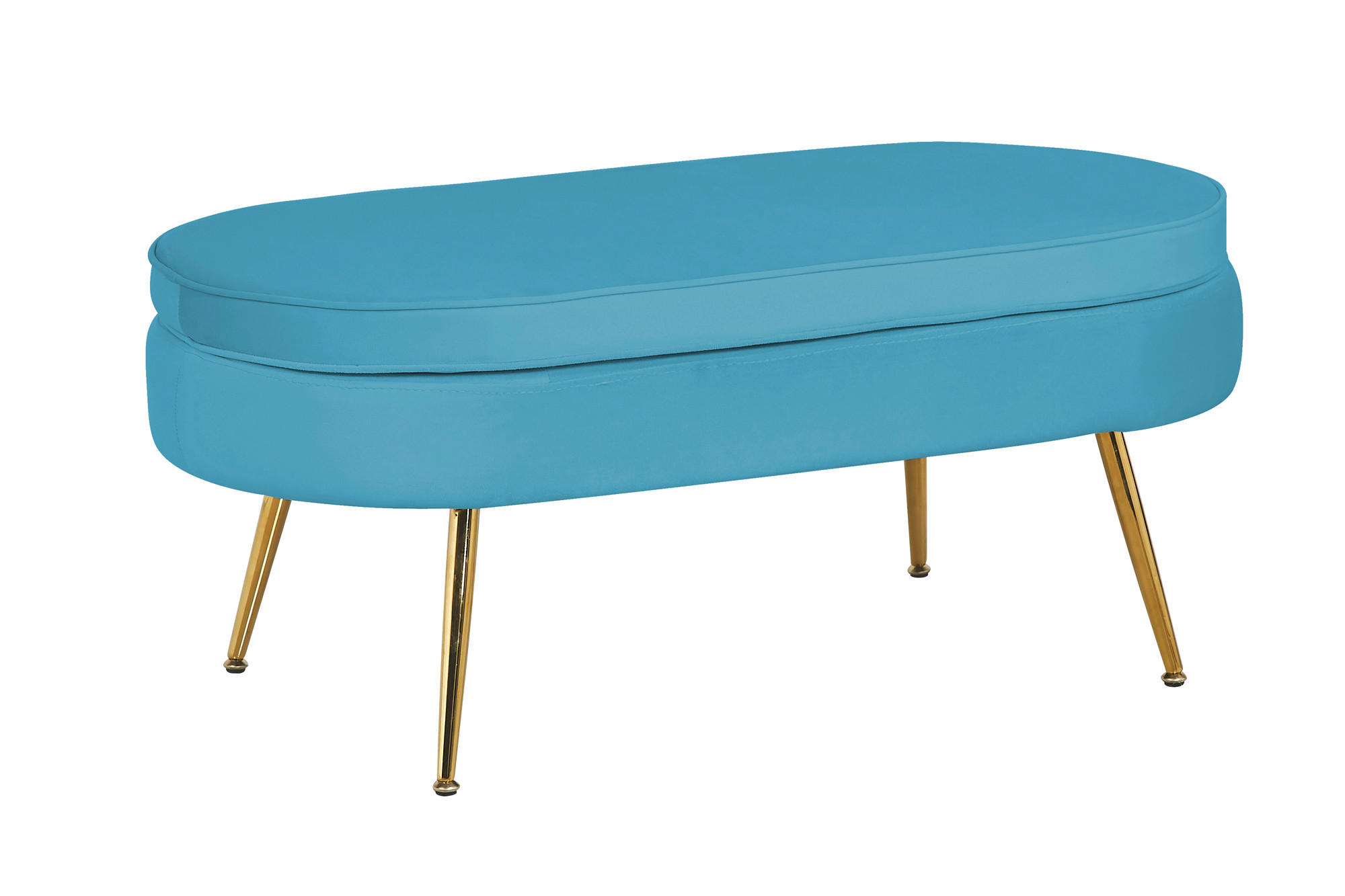HOCKER in Textil Blau - Blau/Goldfarben, MODERN, Textil/Metall (99/40/44cm) - Livetastic