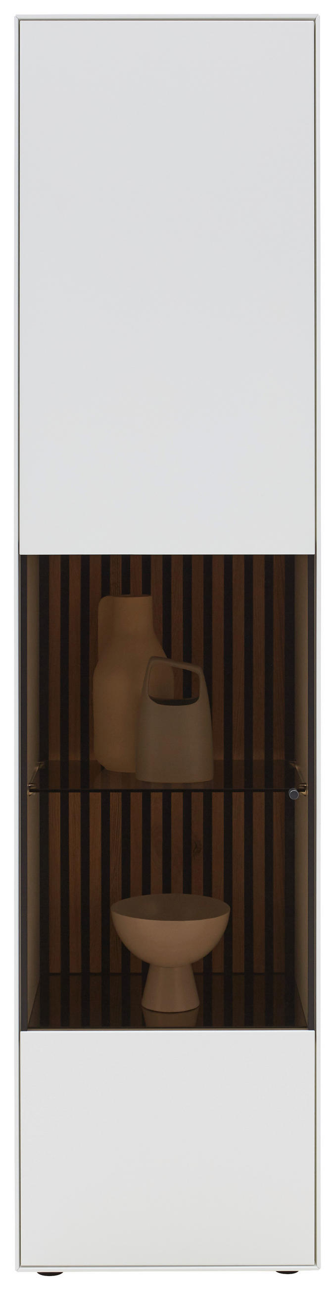 VITRINE  in massiv Birke, Kerneiche Weiß, Eichefarben - Eichefarben/Anthrazit, Design, Glas/Holz (49/205/39cm) - Johann Jakob