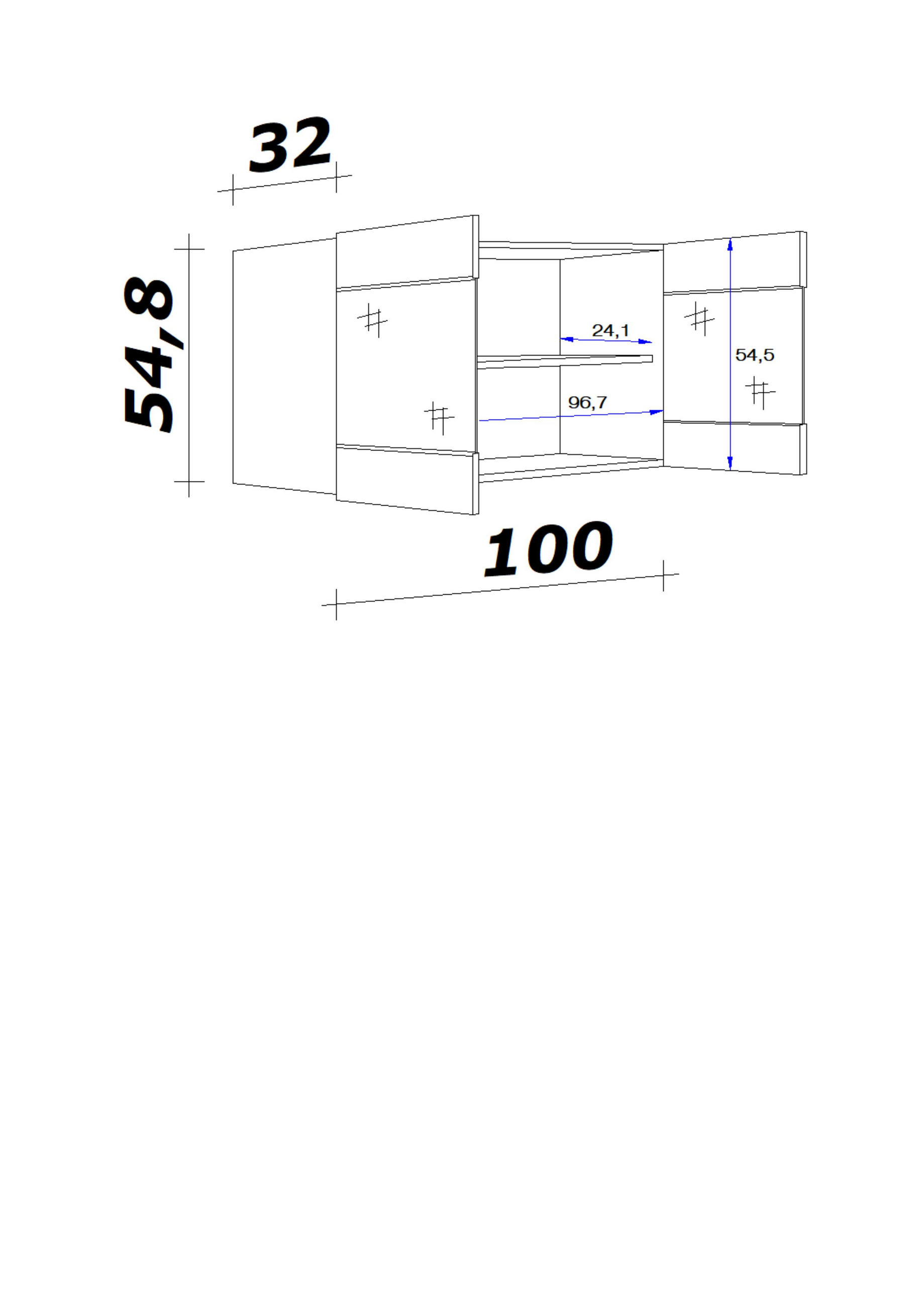 KÜCHENOBERSCHRANK 100/54,8/32 cm  in Sonoma Eiche, Weiß Hochglanz  - Edelstahlfarben/Weiß Hochglanz, MODERN, Holzwerkstoff/Metall (100/54,8/32cm) - FlexWell