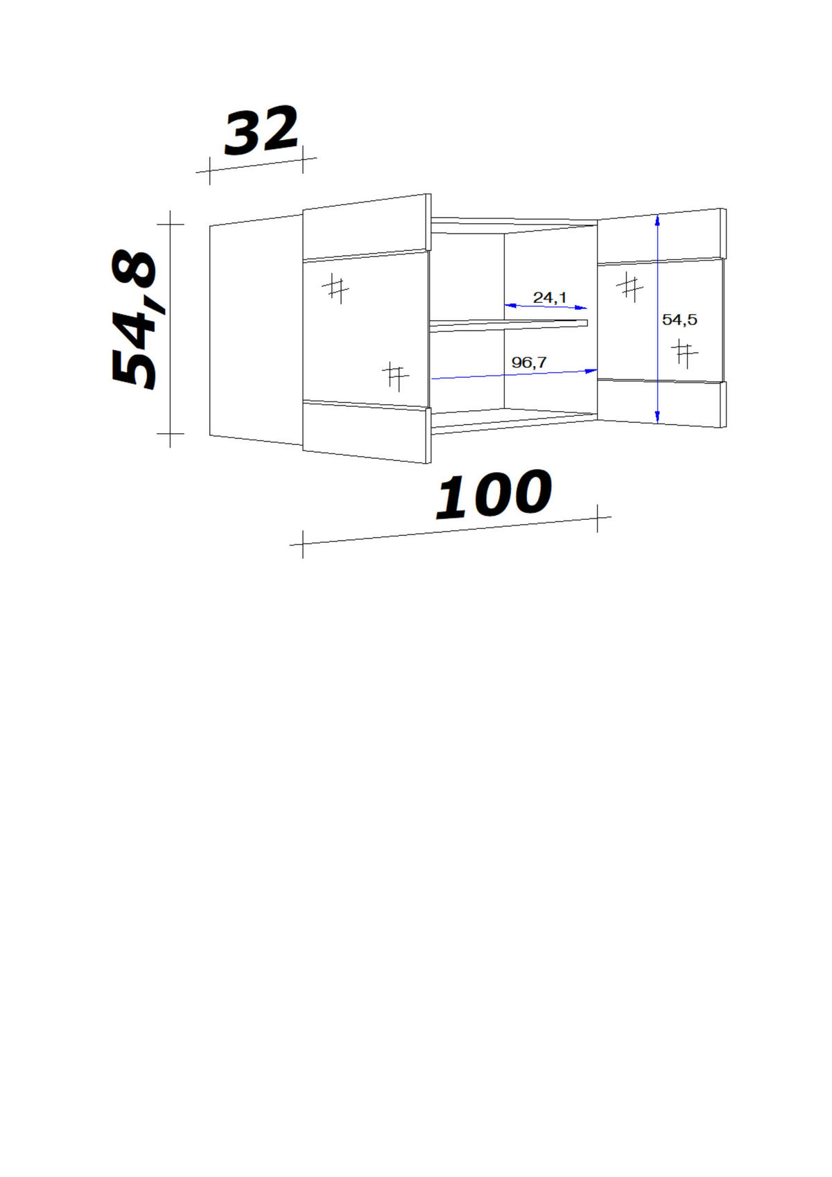 KÜCHENOBERSCHRANK 100/54,8/32 cm  in Weiß, Sonoma Eiche  - Alufarben/Weiß, KONVENTIONELL, Holzwerkstoff/Kunststoff (100/54,8/32cm) - FlexWell