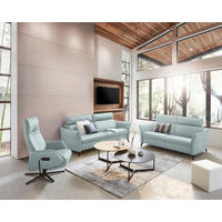 2,5-SITZER in Echtleder Hellblau  - Anthrazit/Hellblau, Design, Leder/Metall (194/94/95cm) - Himolla