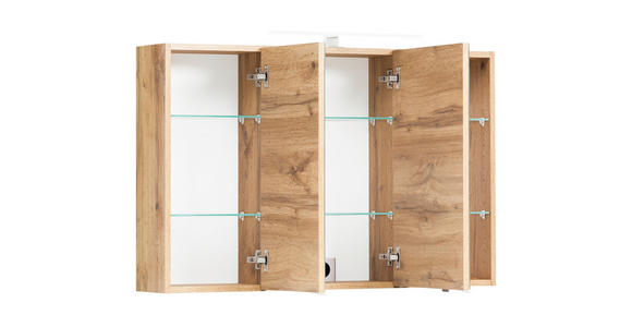 SPIEGELSCHRANK 100/64/20 cm - Eiche Wotan/Alufarben, Natur, Glas/Holzwerkstoff (100/64/20cm) - Xora