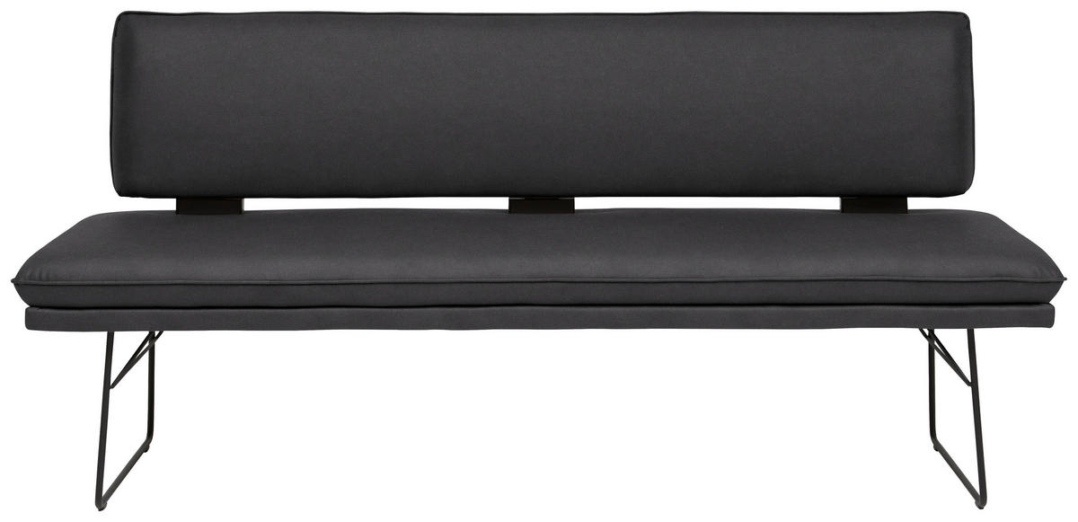 SITZBANK in Metall, Textil Schwarz  - Schwarz, Design, Textil/Metall (195/91/65cm) - Dieter Knoll