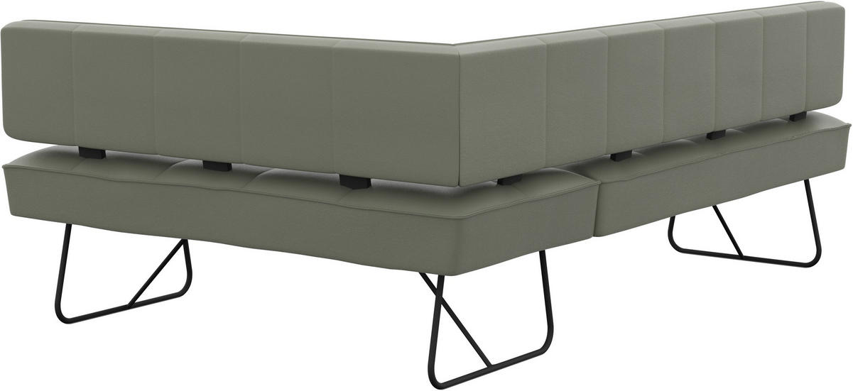 ECKBANK 207/165 cm Echtleder Graugrün   - Schwarz/Graugrün, Design, Leder/Metall (207/165cm) - Moderano