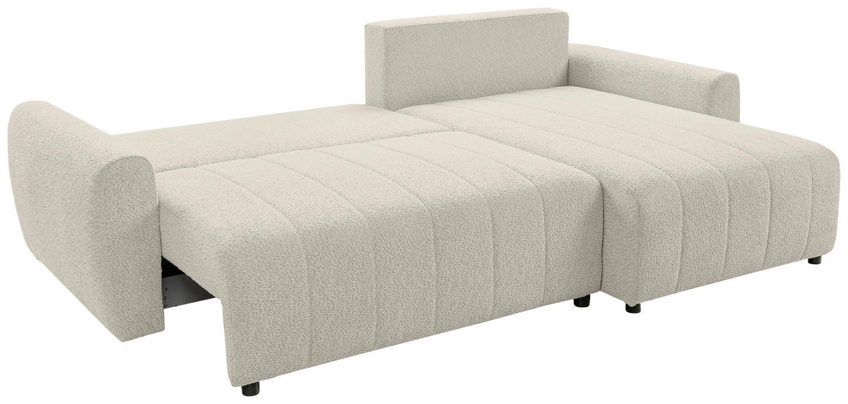 ECKSOFA LUNA Beige Struktur, Bouclé  - Beige/Schwarz, Basics, Kunststoff/Textil (260/161cm) - Livetastic