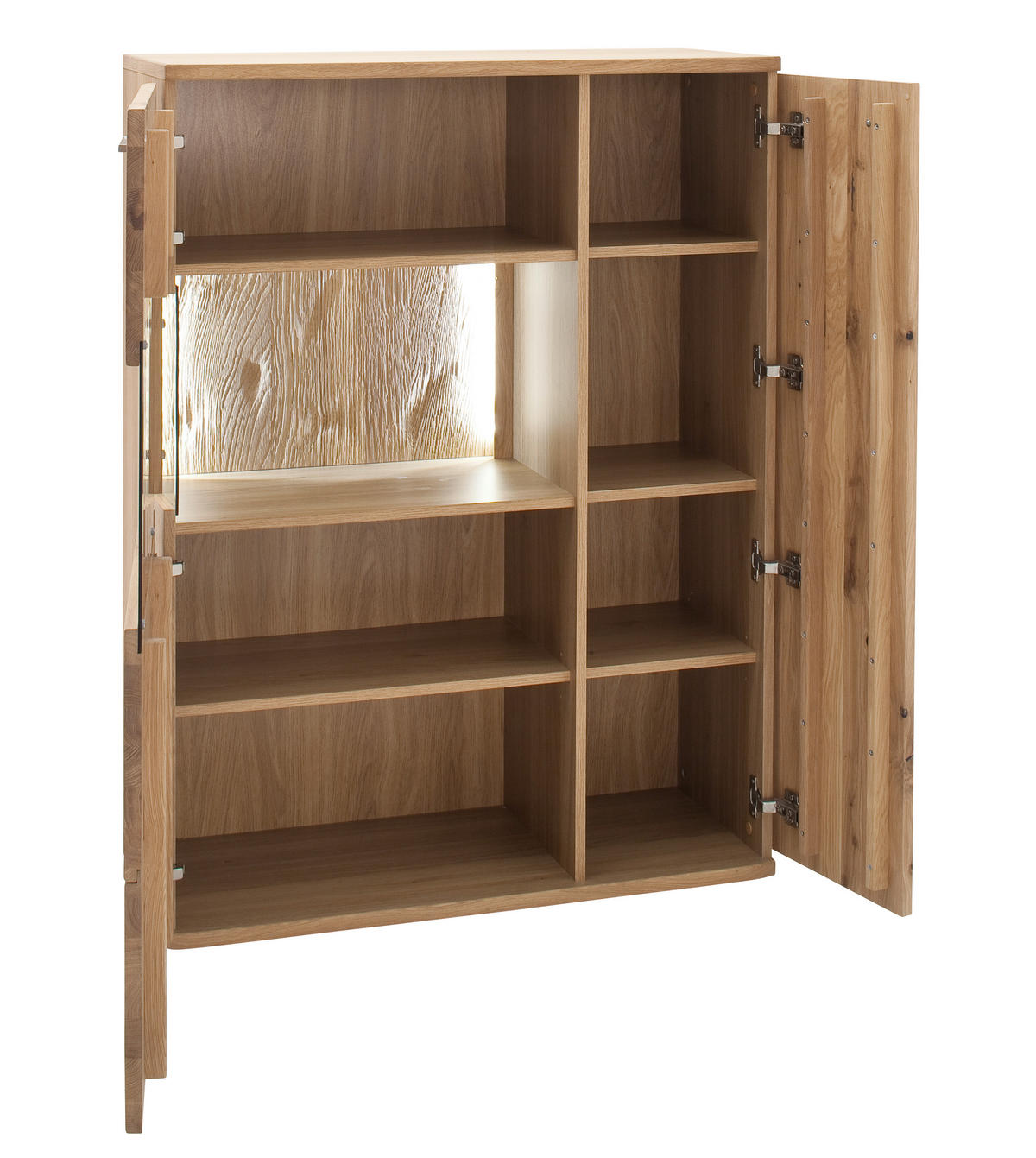 HIGHBOARD ohne Beleuchtung,  in 90/122/37 cm  - Eichefarben/Schwarz, Design, Glas/Holz (90/122/37cm) - Livetastic