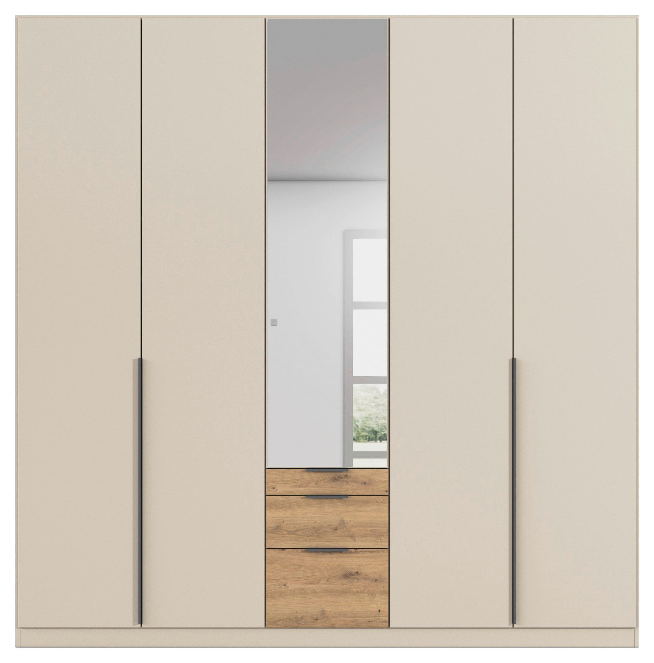 Drehtürenschrank Mit Spiegel 226cm Alabama Super Champagner