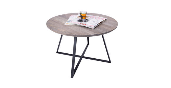 COUCHTISCH in Holz, Metall 60/60/40 cm - Eichefarben/Schwarz, Natur, Holz/Metall (60/60/40cm) - Novel