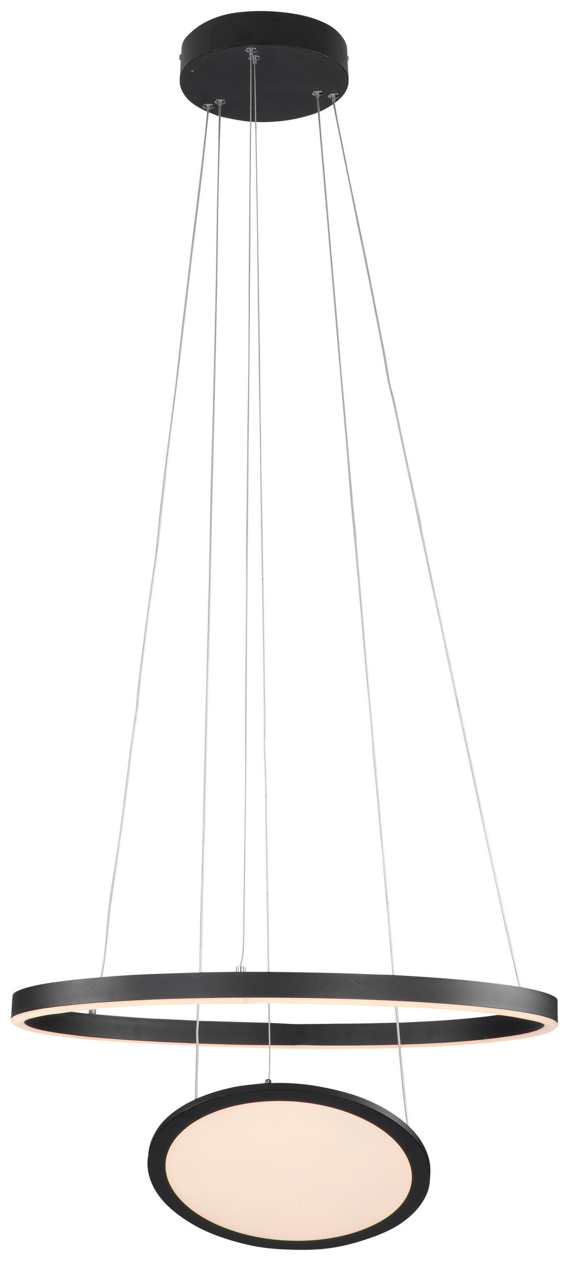 ZÁVĚSNÉ LED SVÍTIDLO, 60 cm  - bílá/černá, Trend, kov/plast (60cm) - Novel