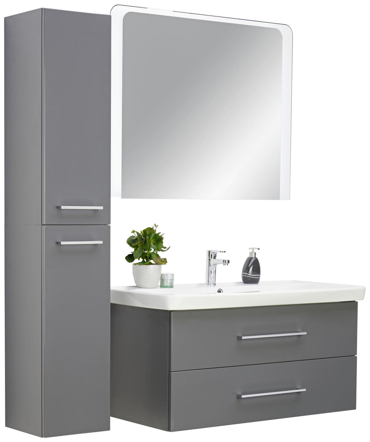 BADEZIMMER  in 107,5 cm  - Anthrazit/Weiß, MODERN, Glas/Keramik (107,5cm) - Voleo