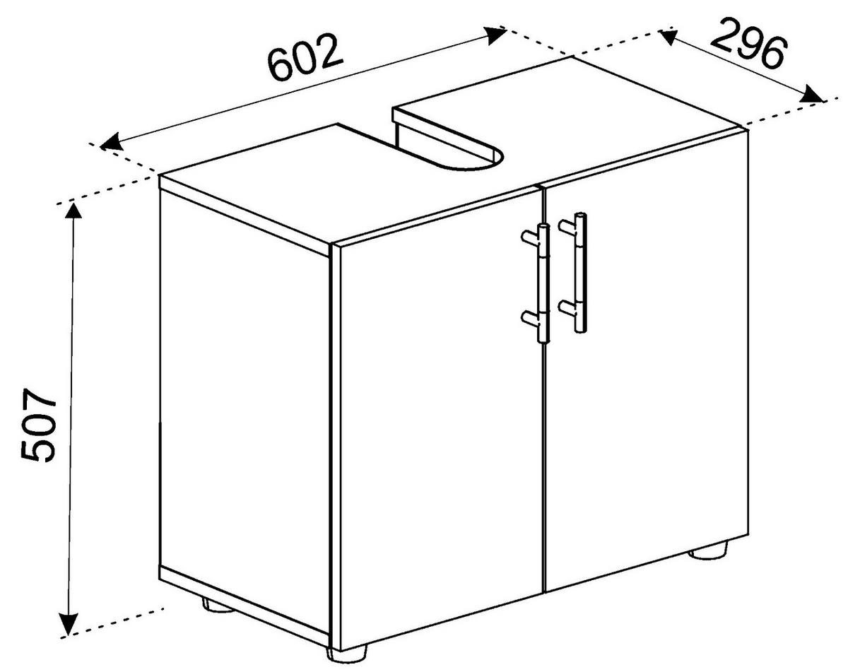 BADEZIMMER  in 122 cm  - Schwarz/Weiß, MODERN, Holzwerkstoff (122cm) - MID.YOU