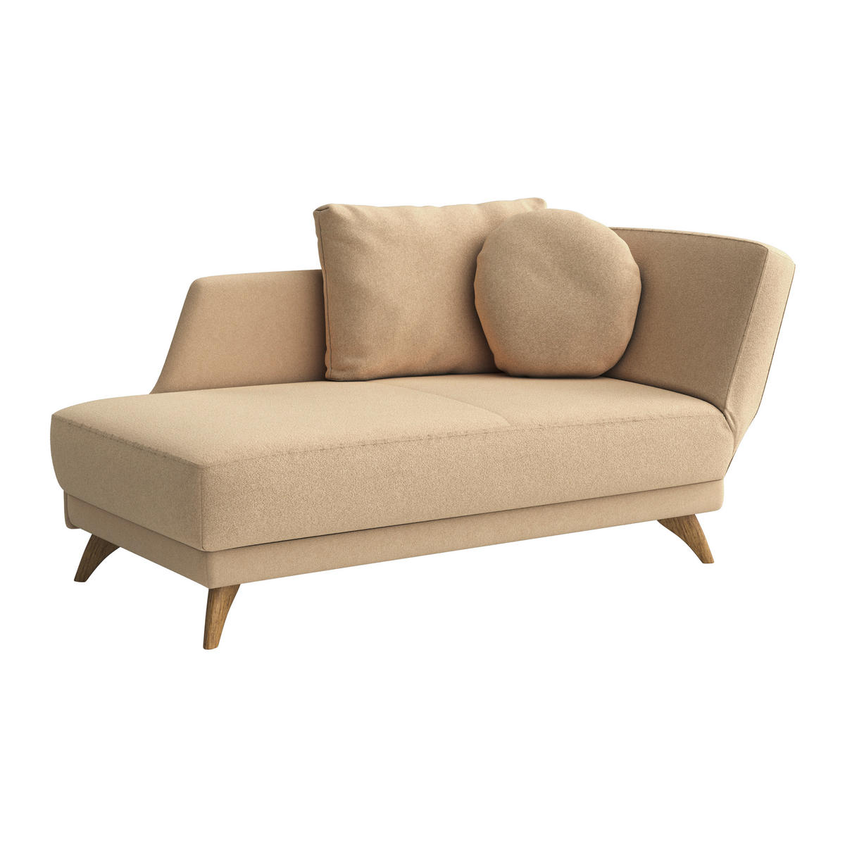 RÉCAMIERE in Flachgewebe Beige  - Eichefarben/Beige, Modern, Holz/Textil (205/74-87/94cm) - Bali