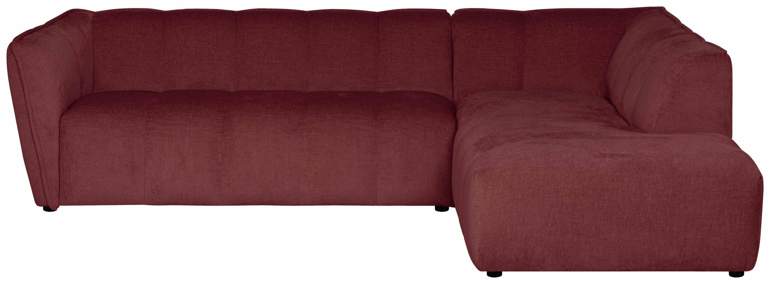 ECKSOFA Chenille Bordeaux  - Bordeaux/Schwarz, Design, Textil (260/218cm) - MID.YOU