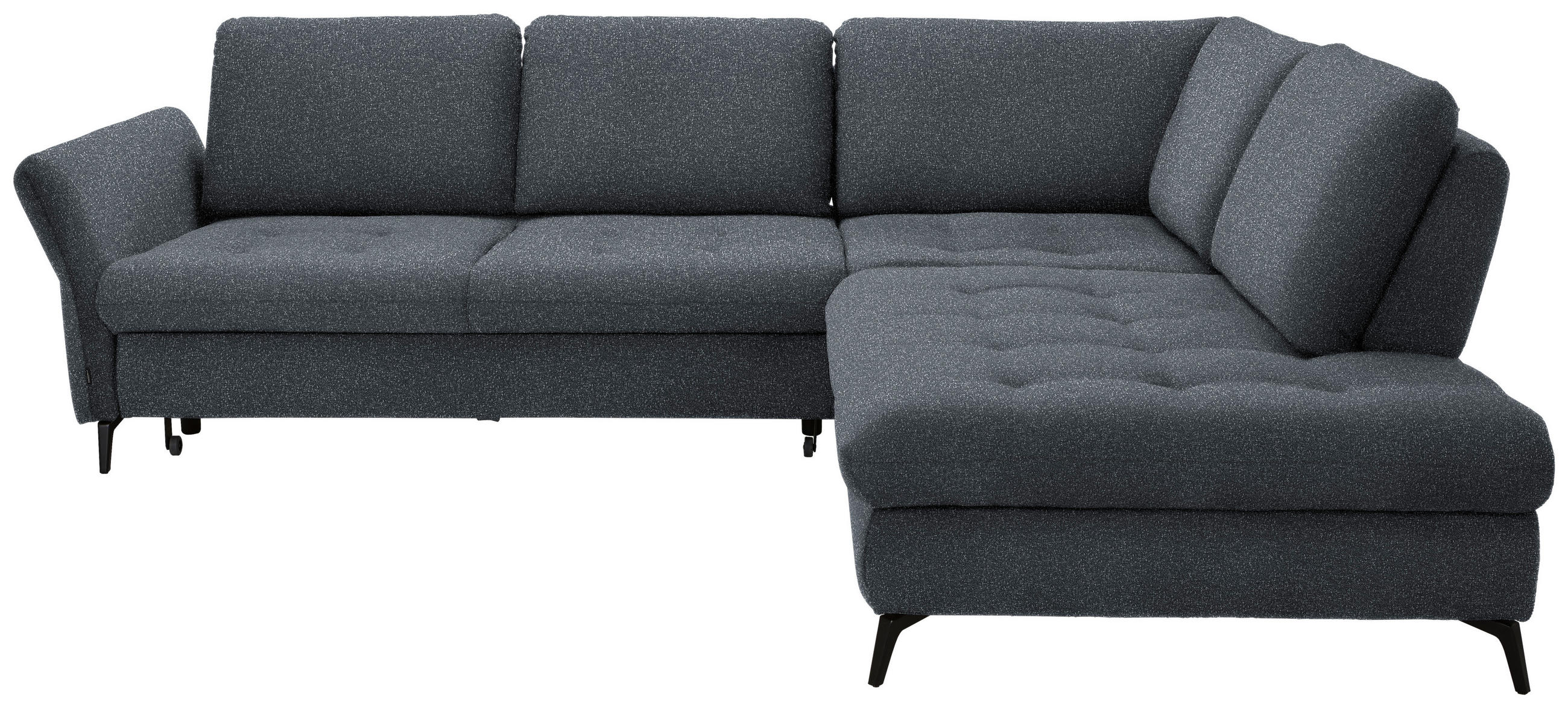 ECKSOFA in Bouclé Dunkelgrau  - Dunkelgrau/Schwarz, Natur, Textil/Metall (288/233cm) - Valnatura