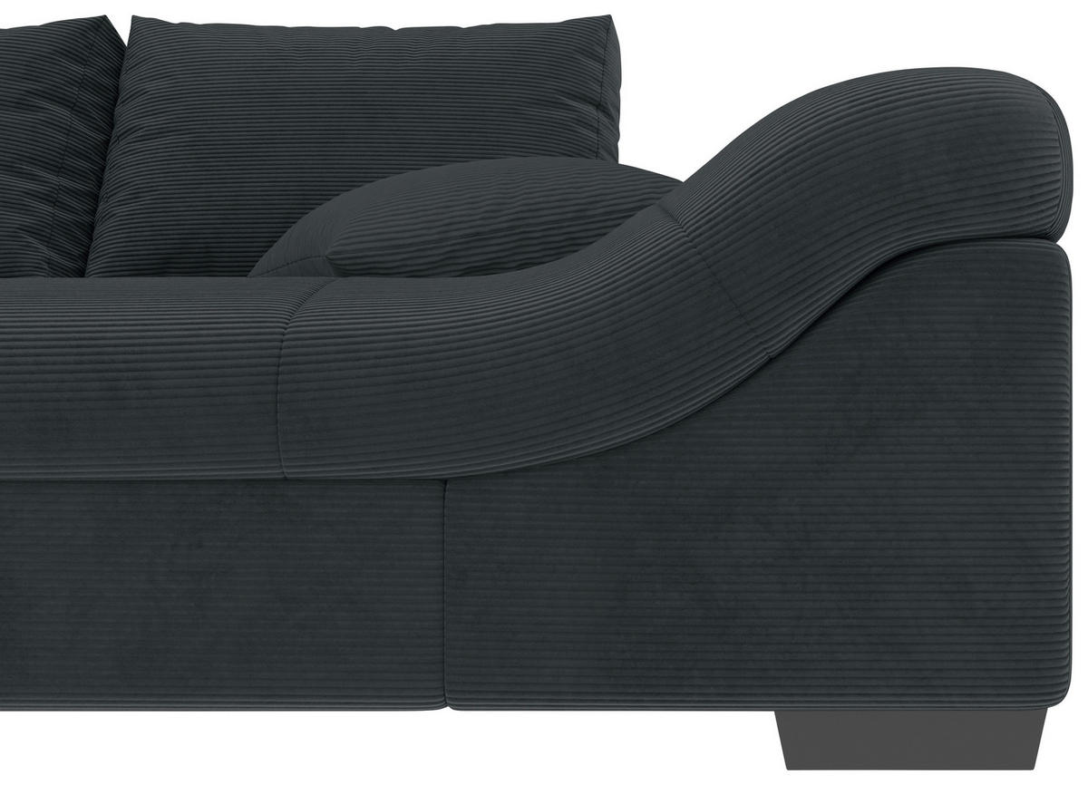 ECKSOFA in Cord Anthrazit  - Anthrazit/Schwarz, Konventionell, Holz/Textil (202/298cm) - MID.YOU
