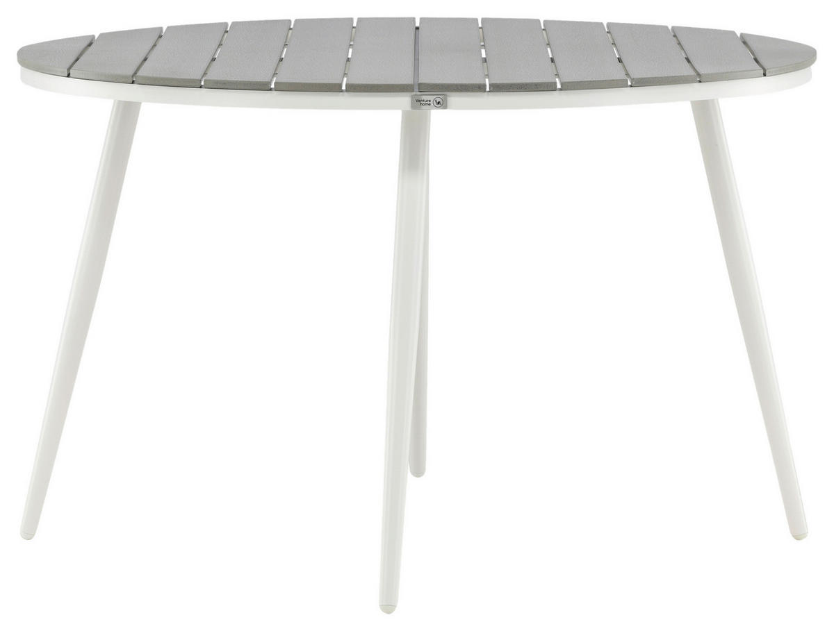GARTENTISCH Metall, Kunststoff Grau, Weiß rund  - Weiß/Grau, KONVENTIONELL, Kunststoff/Metall (120/120/74cm) - Gardenson