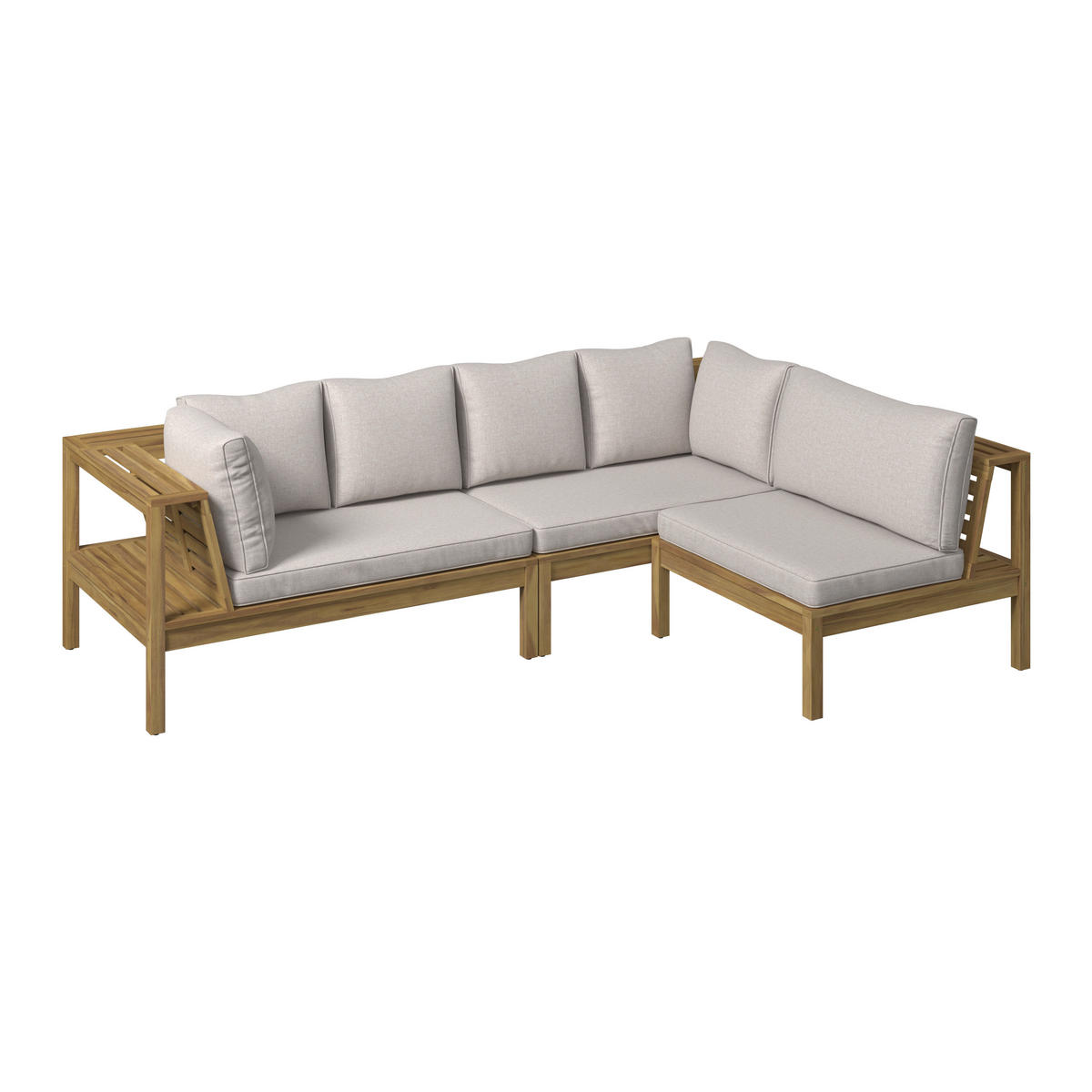LOUNGEGARNITUR  240/160 cm   - Akaziefarben/Grau, Modern, Holz/Kunststoff (240/160cm) - Gardenson