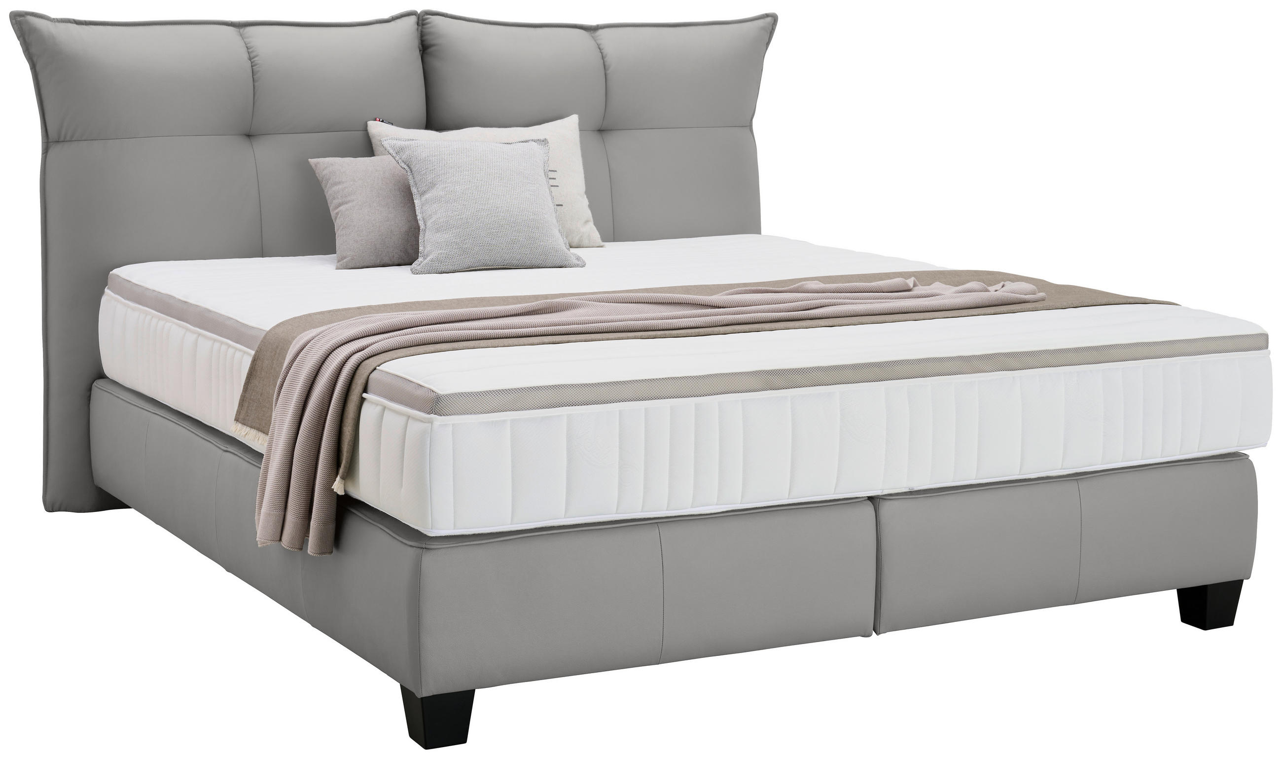 BOXSPRING-ÁGY  szürke  - fekete/szürke, Design, műanyag/bőr (180cm) - Esposa