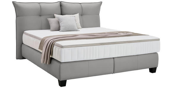 BOXSPRINGBETT 180/200 cm  in Grau  - Schwarz/Grau, Design, Leder/Holzwerkstoff (180/200cm) - Esposa