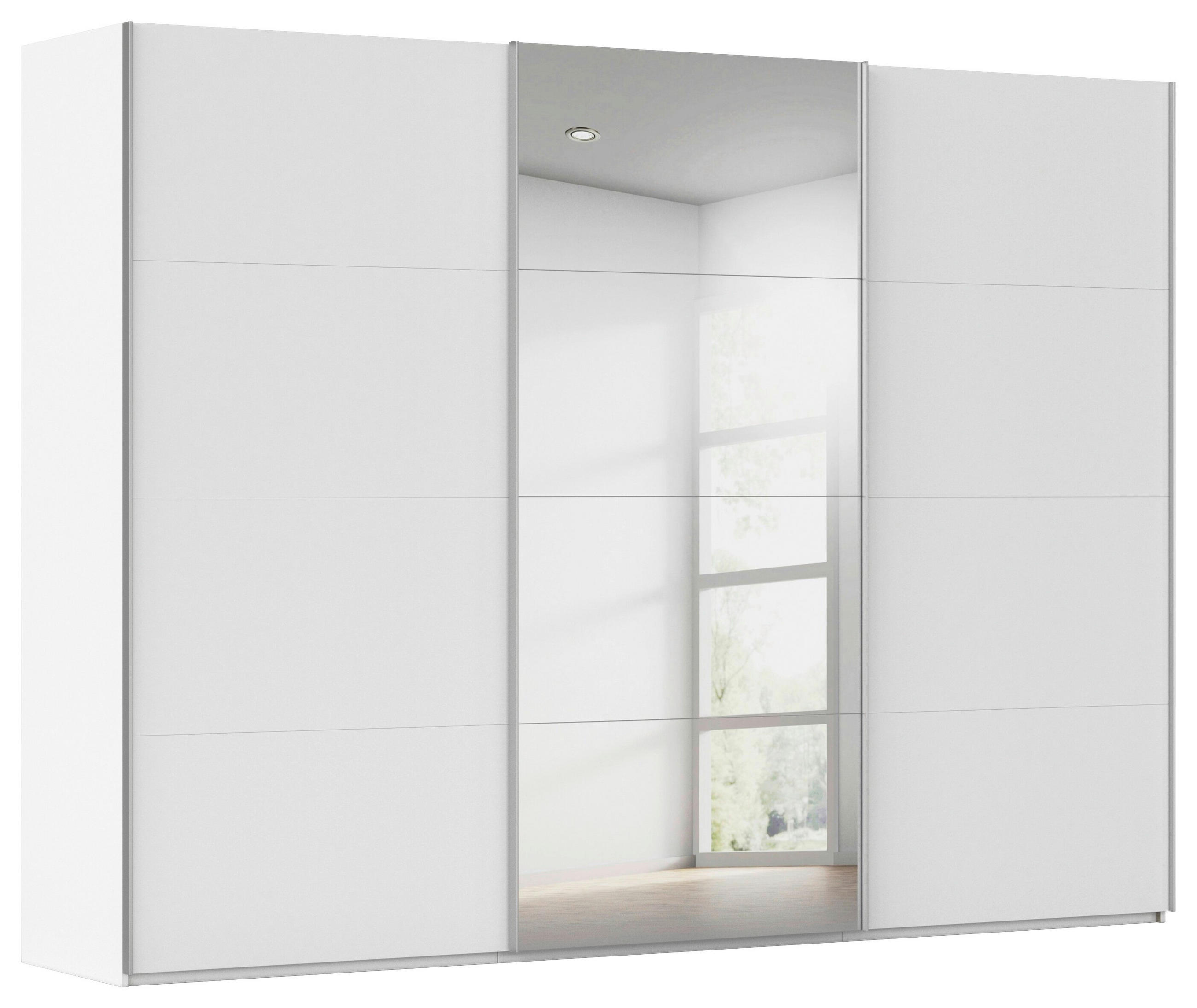 SCHWEBETÜRENSCHRANK 301/236/68 cm 3-türig Weiß  - Alufarben/Weiß, Basics, Glas/Holzwerkstoff (301/236/68cm) - Novel