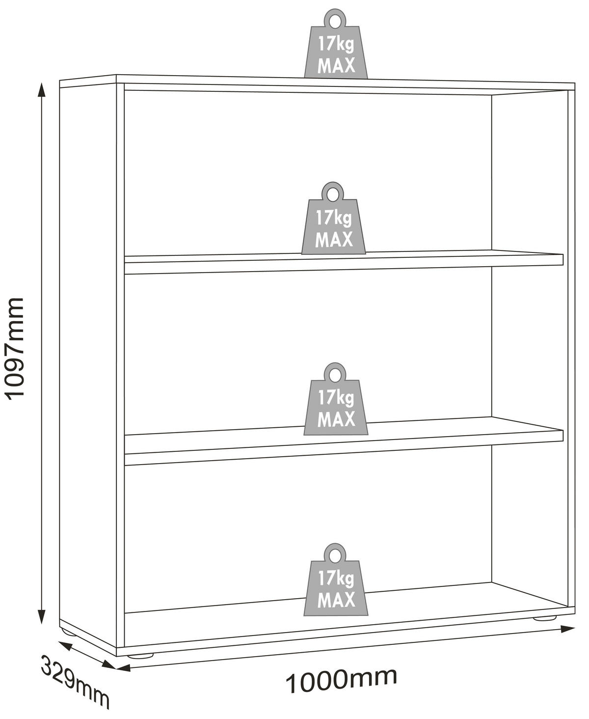 AKTENREGAL 100/110/33 cm  - Honigeiche/Anthrazit, Design, Holzwerkstoff/Kunststoff (100/110/33cm) - P & B
