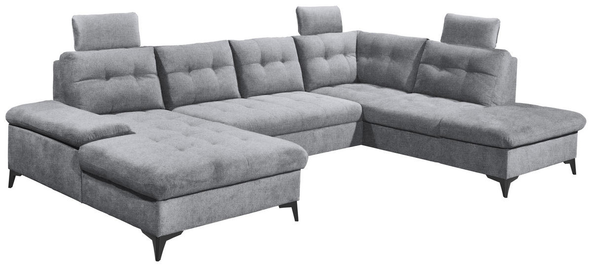 WOHNLANDSCHAFT in Webstoff Grau  - Schwarz/Grau, Konventionell, Kunststoff/Textil (170/324/218cm) - MID.YOU