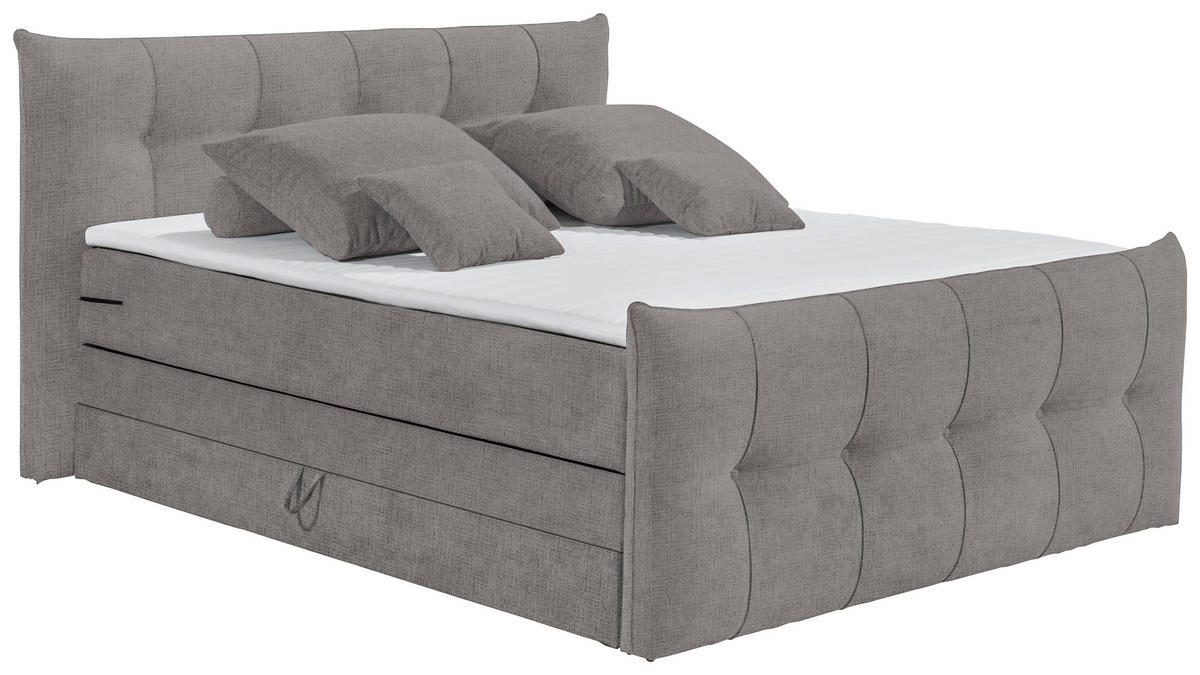 BOXSPRINGBETT 180/200 cm  in Dunkelgrau  - Dunkelgrau/Schwarz, Basics, Holzwerkstoff/Kunststoff (180/200cm) - Esposa
