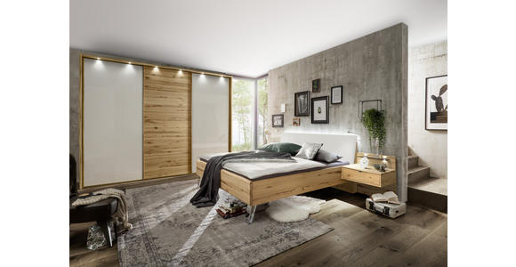 SCHLAFZIMMER Grau, Buchefarben - Buchefarben/Grau, Design, Glas/Holz (180/200cm) - Novel