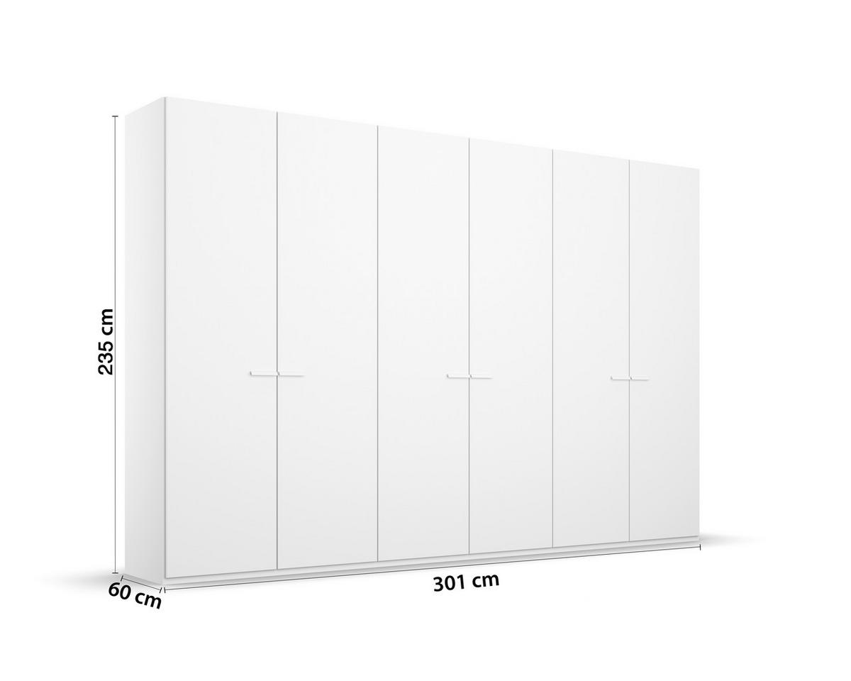 DREHTÜRENSCHRANK in Weiss  - Weiss, Trend, Glas/Holzwerkstoff (301/235/60cm) - Novel