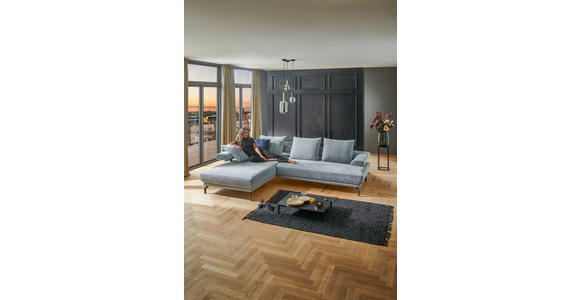ECKSOFA in Chenille Hellblau 224/305 cm - Schwarz/Hellblau, Design, Textil/Metall (224/305cm) - Dieter Knoll
