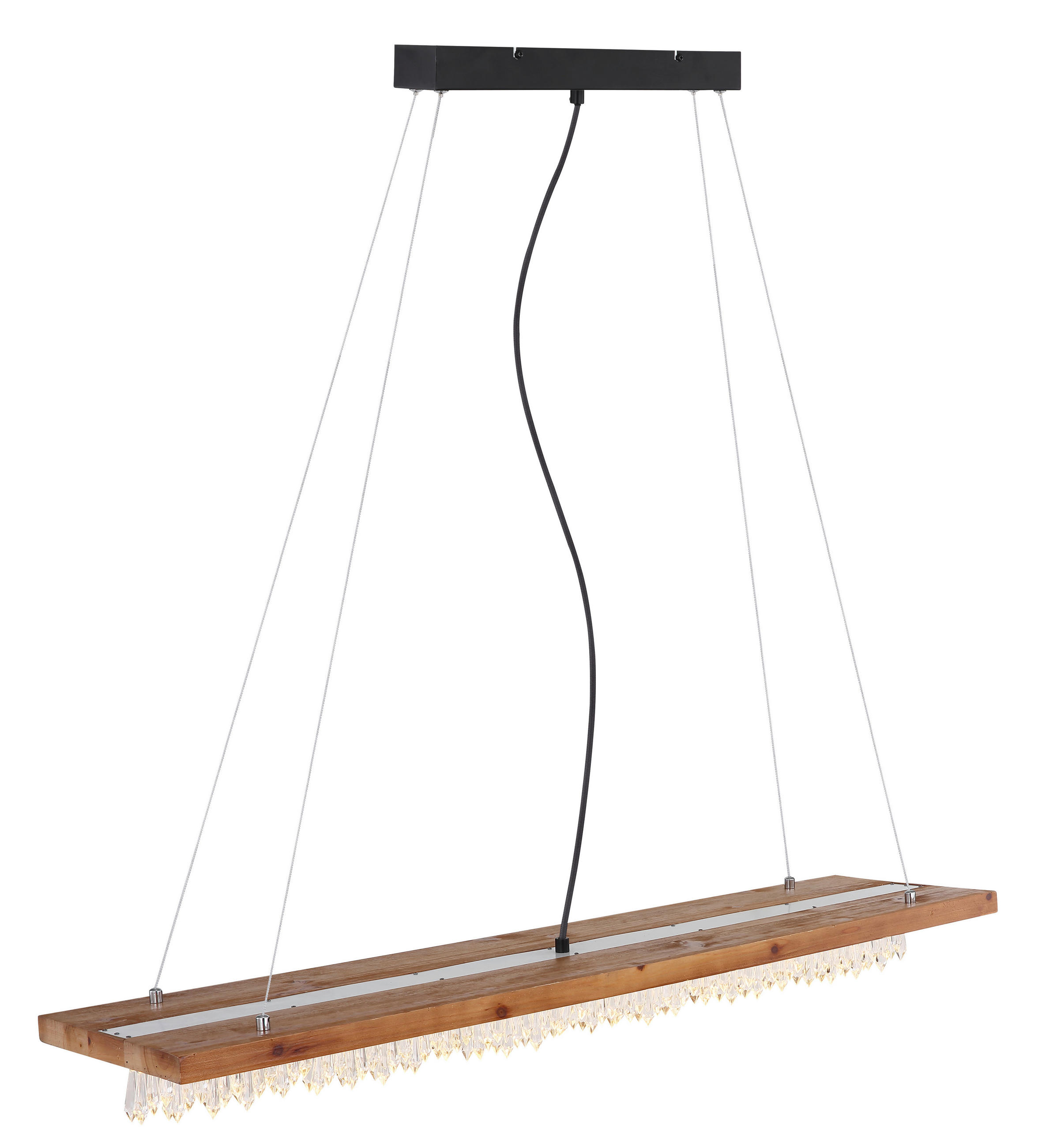 LED-HÄNGELEUCHTE  - Opal/Schwarz, Design, Holz/Kunststoff (100/25/145cm) - Globo