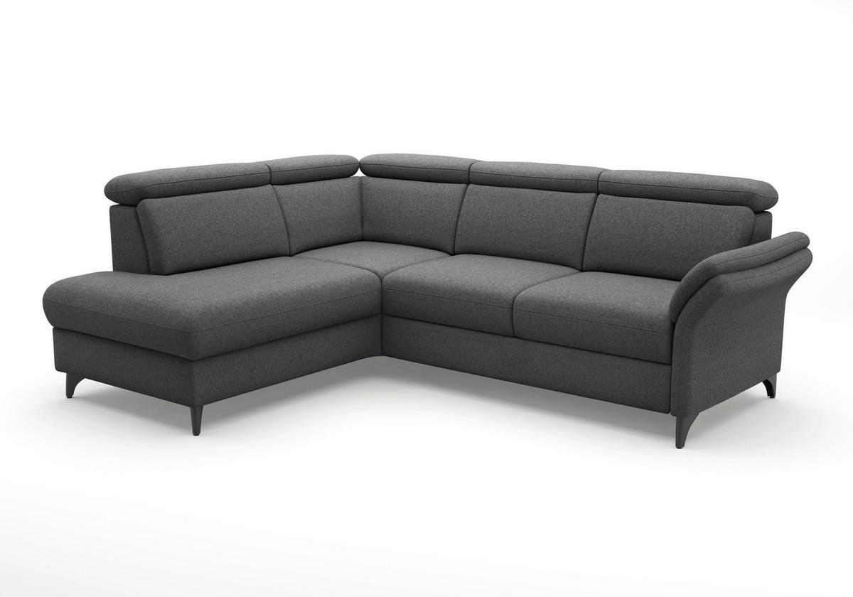 ECKSOFA GLENDALE E Dunkelgrau Flachgewebe  - Dunkelgrau/Schwarz, KONVENTIONELL, Textil/Metall (193/247cm) - Sit & More
