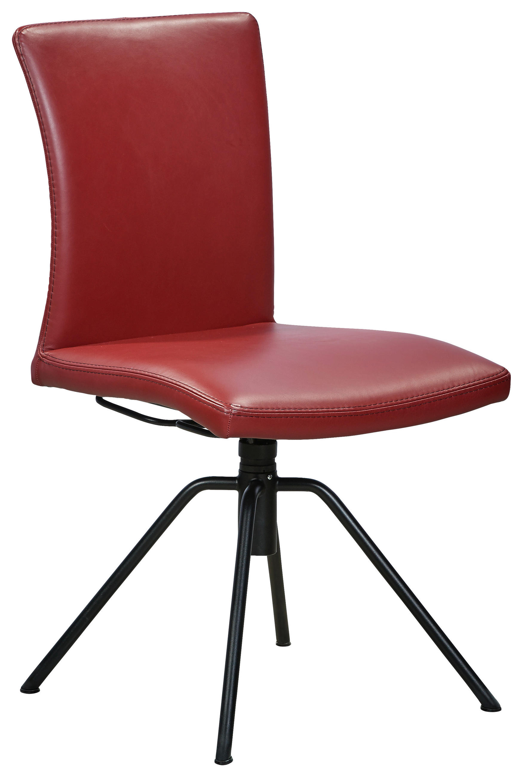 STUHL Echtleder Kirschrot  - Kirschrot/Schwarz, Design, Leder/Metall (52/91/58cm) - Musterring