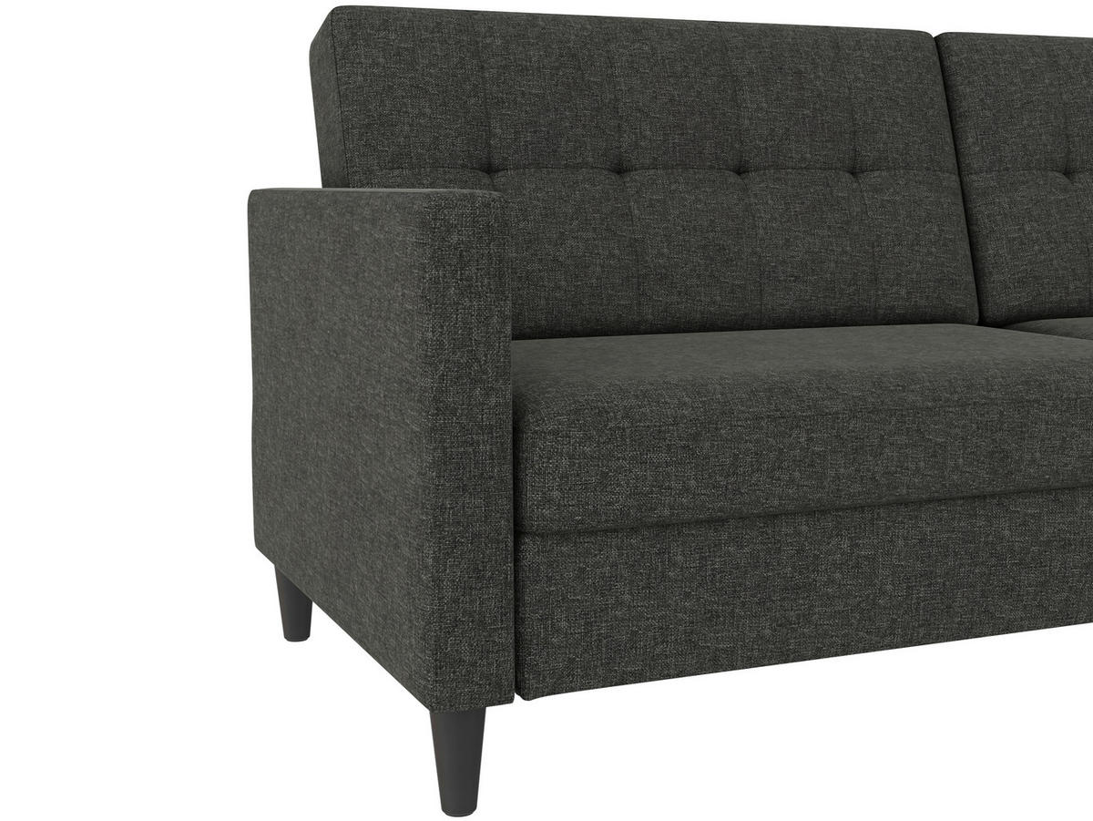 SCHLAFSOFA HANNOVER in Webstoff, Leinenoptik Anthrazit Vintage, Skandinavisch, Modern  - Anthrazit/Schwarz, Basics, Kunststoff/Textil (203/82/83cm) - Livetastic