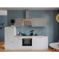 KÜCHENBLOCK 270 cm   in Grau, Weiß  - Edelstahlfarben/Graphitfarben, Basics, Holzwerkstoff/Metall (270cm) - Respekta