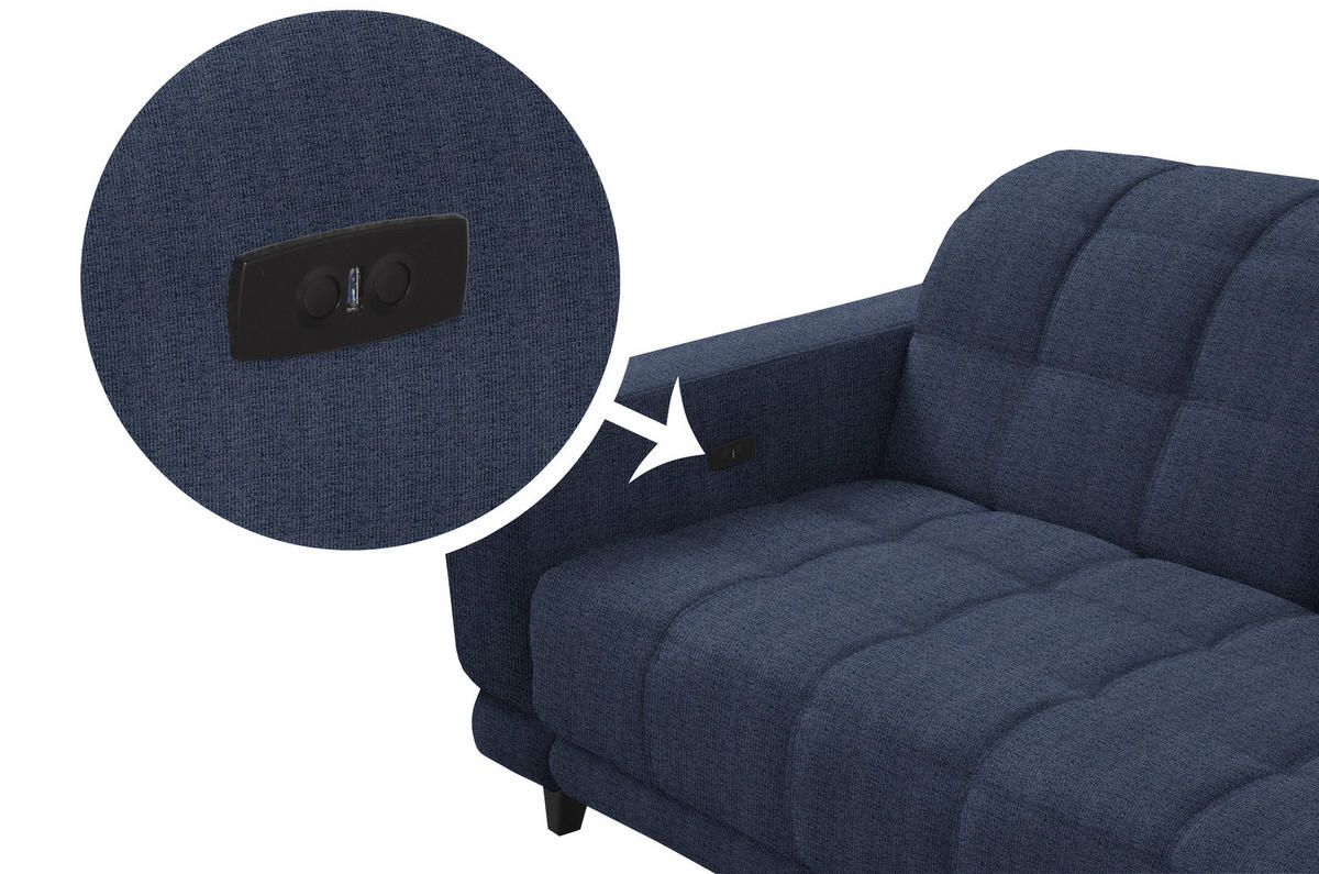 ECKSOFA in Webstoff Dunkelblau  - Schwarz/Dunkelblau, Design, Holz/Textil (302/216cm) - Xora