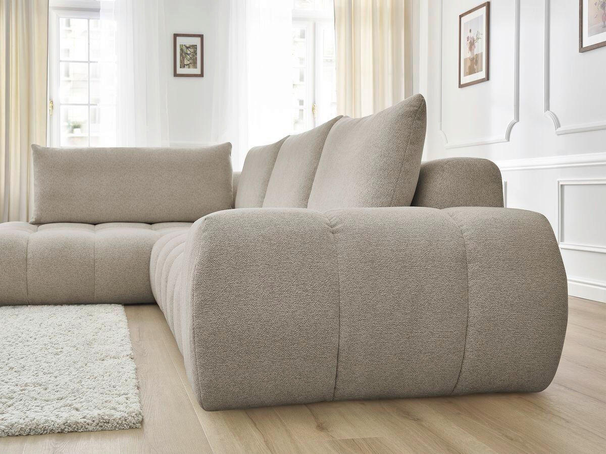 ECKSOFA Ottomane links  EVEREST Taupe Flachgewebe  - Taupe/Schwarz, MODERN, Kunststoff/Textil (210/352cm)