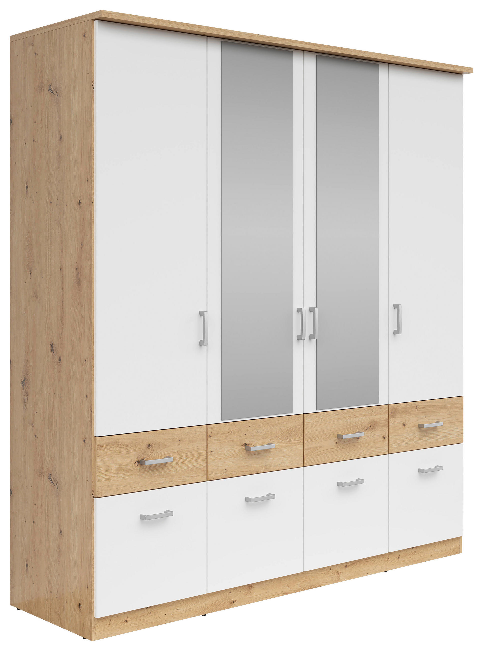 Dulap Cu Uși Rotative, 181/199/58 cm, alb, stejar Artisan