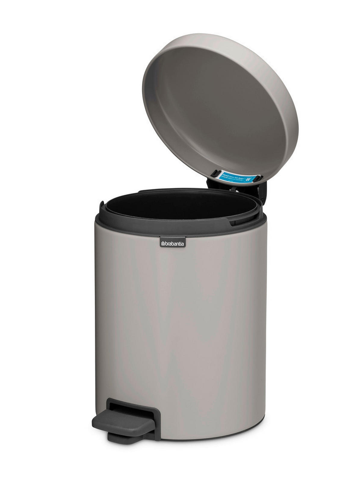 KANTA SA PAPUČICOM  5 l   - svetlosiva/antracit, Osnovno, metal/plastika (20.5/29.1/27.2cm) - Brabantia