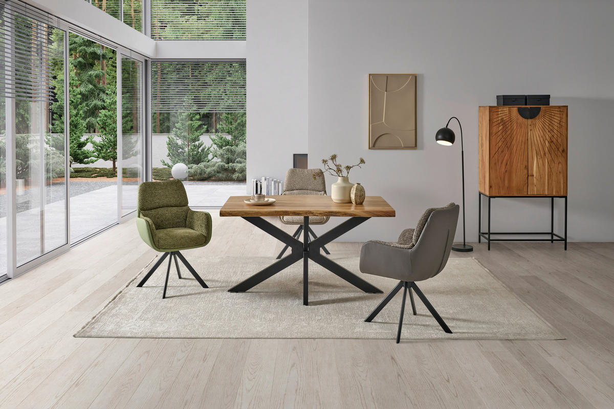 JEDÁLENSKÝ STÔL, akácia, farba akácie, 140/90/76 cm - čierna/farba akácie, Modern, kov/drevo (140/90/76cm) - P & B