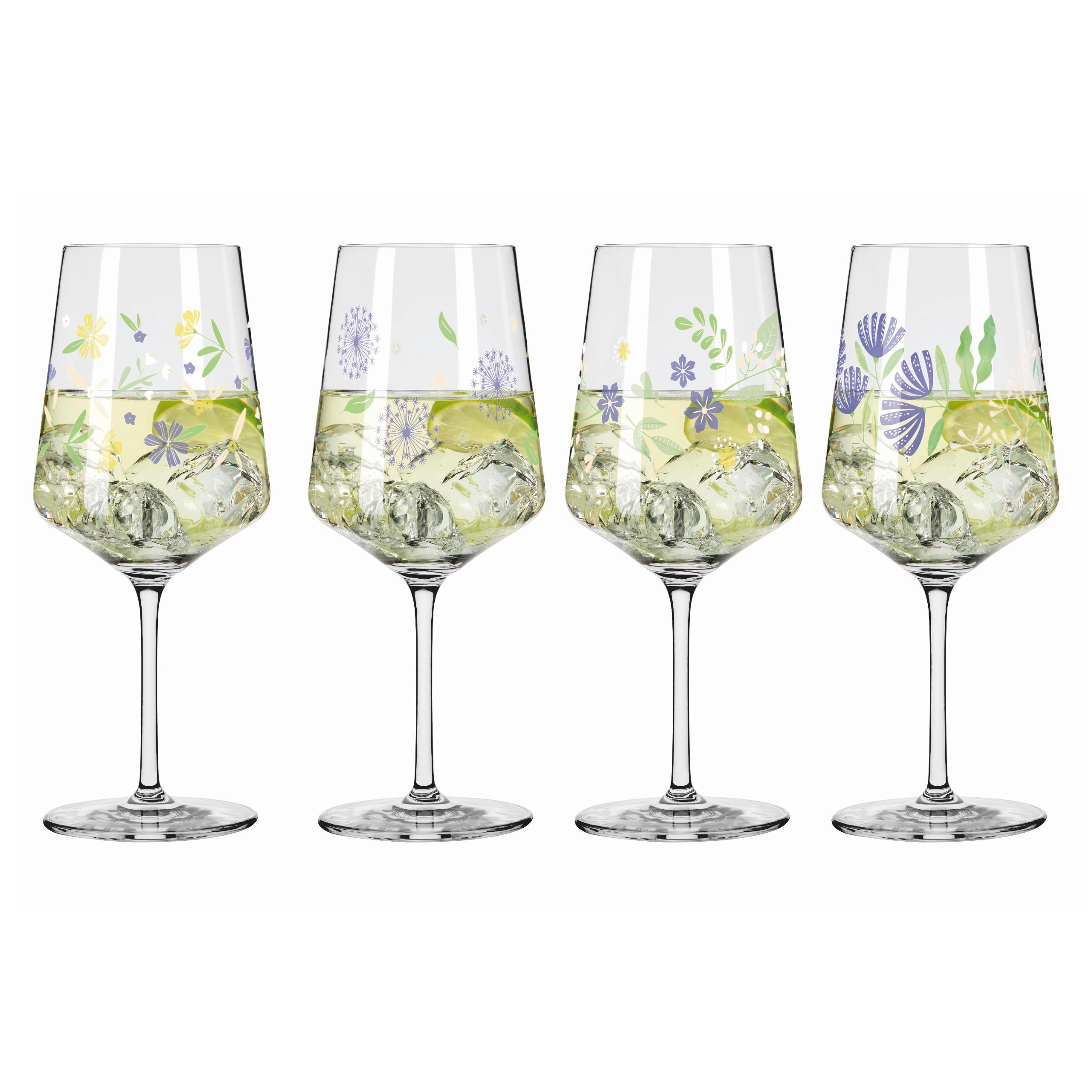 GLÄSERSET Sommertau 4-teilig  - Transparent/Lila, Trend, Glas (9,3/22,5cm) - Ritzenhoff