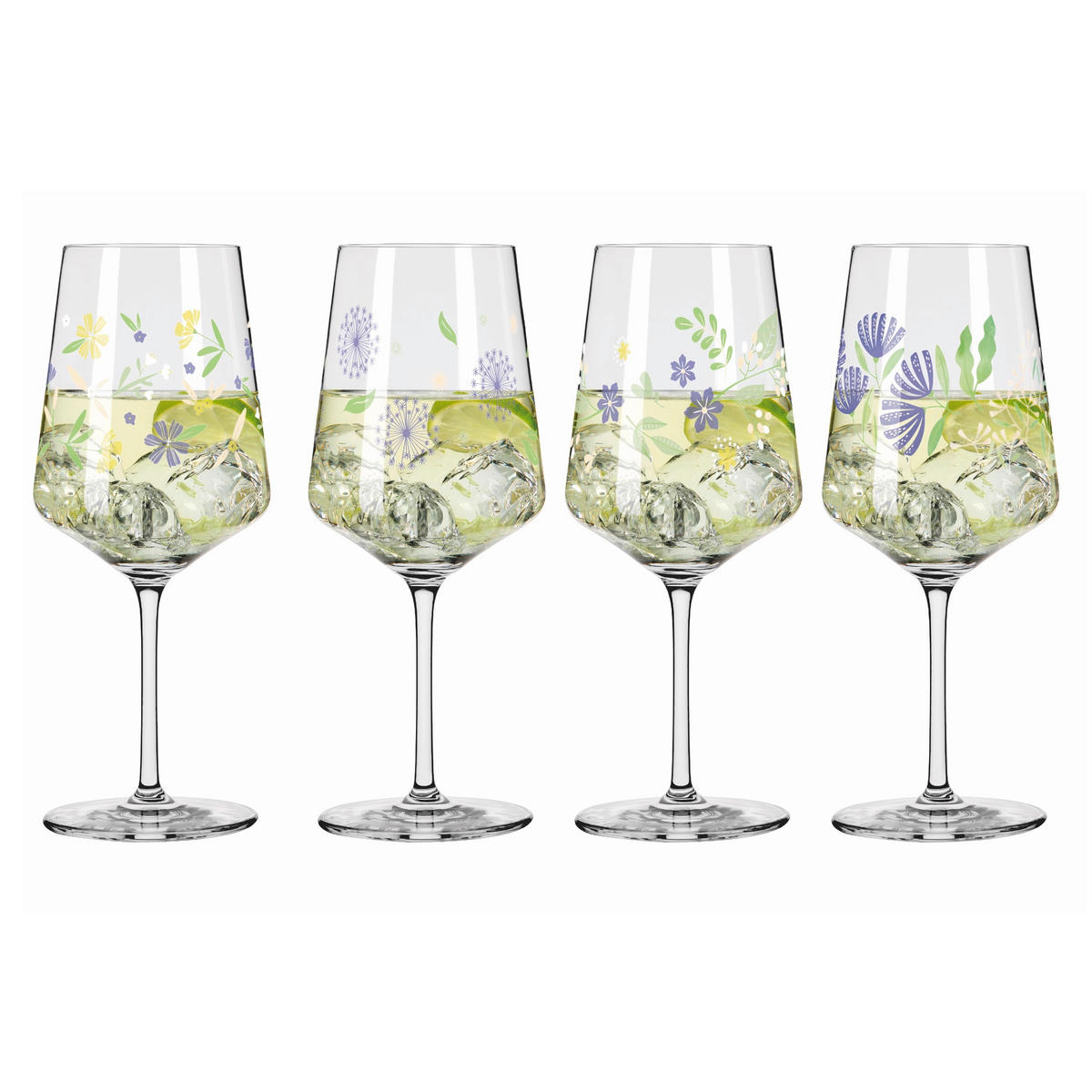 GLÄSERSET Sommertau 4-teilig  - Transparent/Lila, Trend, Glas (9,3/22,5cm) - Ritzenhoff