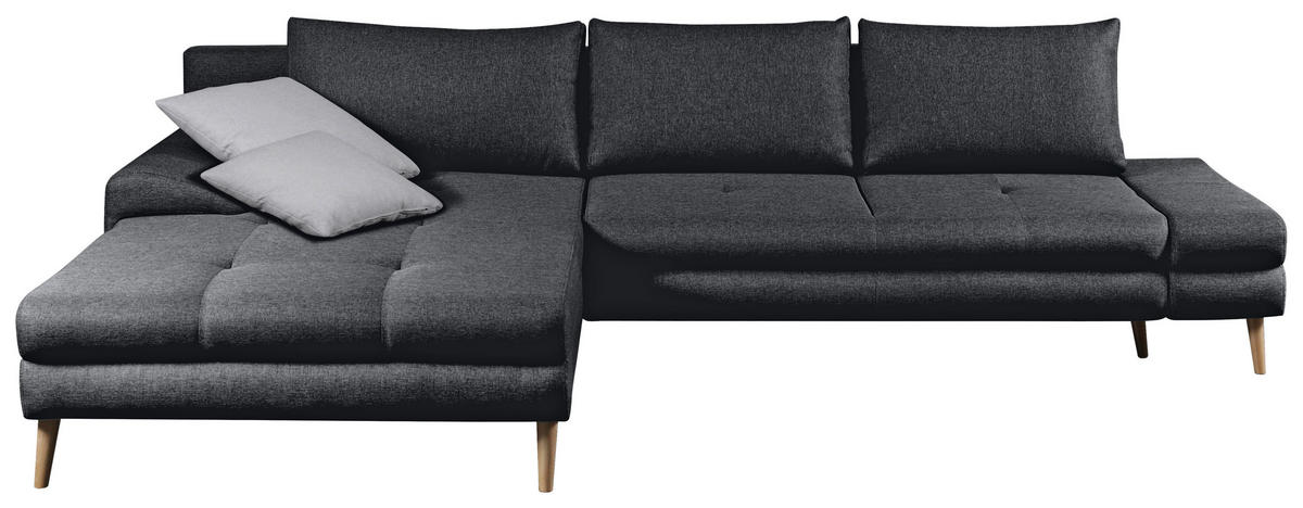 ECKSOFA in Webstoff Dunkelgrau  - Dunkelgrau/Erlefarben, Trend, Holz/Textil (313/215cm) - MID.YOU