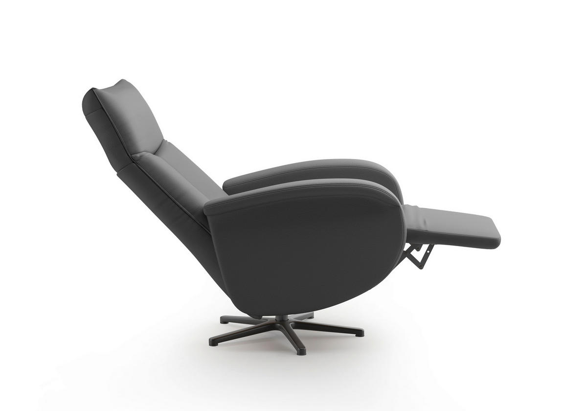 DREHSTUHL Schwarz  - Schwarz, MODERN, Leder/Metall (75/112/82cm) - Sit & More