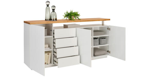 SIDEBOARD 196/92/41,5 cm  - Eichefarben/Weiß, KONVENTIONELL, Holz/Holzwerkstoff (196/92/41,5cm) - Novel