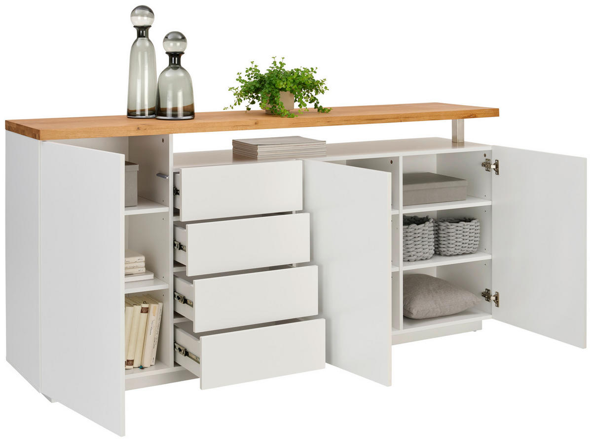 KOMODA S VRATIMA - boja hrasta/bela, Konvencionalno, drvo/pločasti materijal (196/92/41,5cm) - Novel