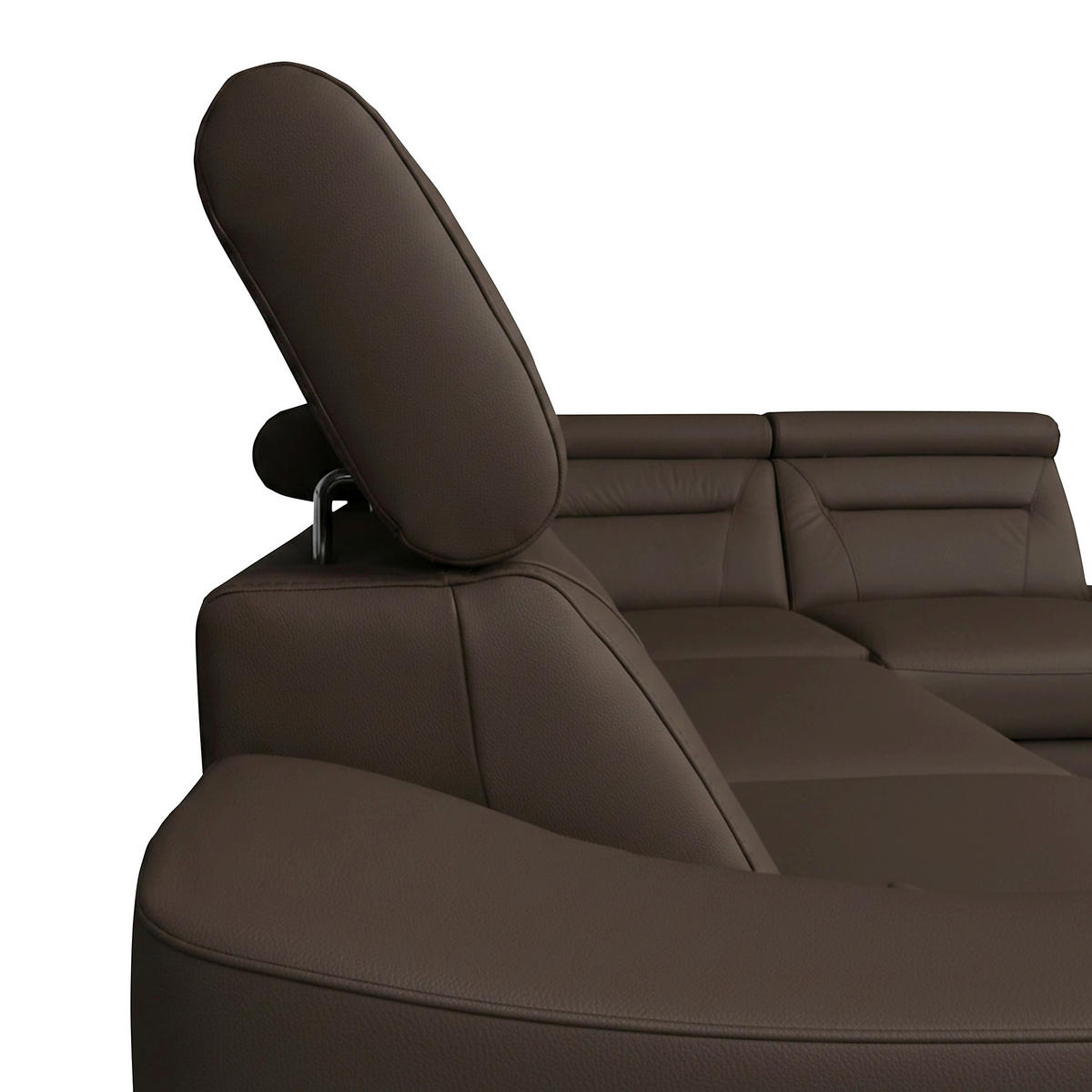 ECKSOFA  in Lederlook Echtleder Dunkelbraun  - Wengefarben/Dunkelbraun, Design, Leder/Holz (260/212cm) - Celina Home
