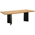 ESSTISCH in Holz 220/100/75 cm  - Eichefarben/Schwarz, ROMANTIK / LANDHAUS, Holz/Metall (220/100/75cm) - Linea Natura