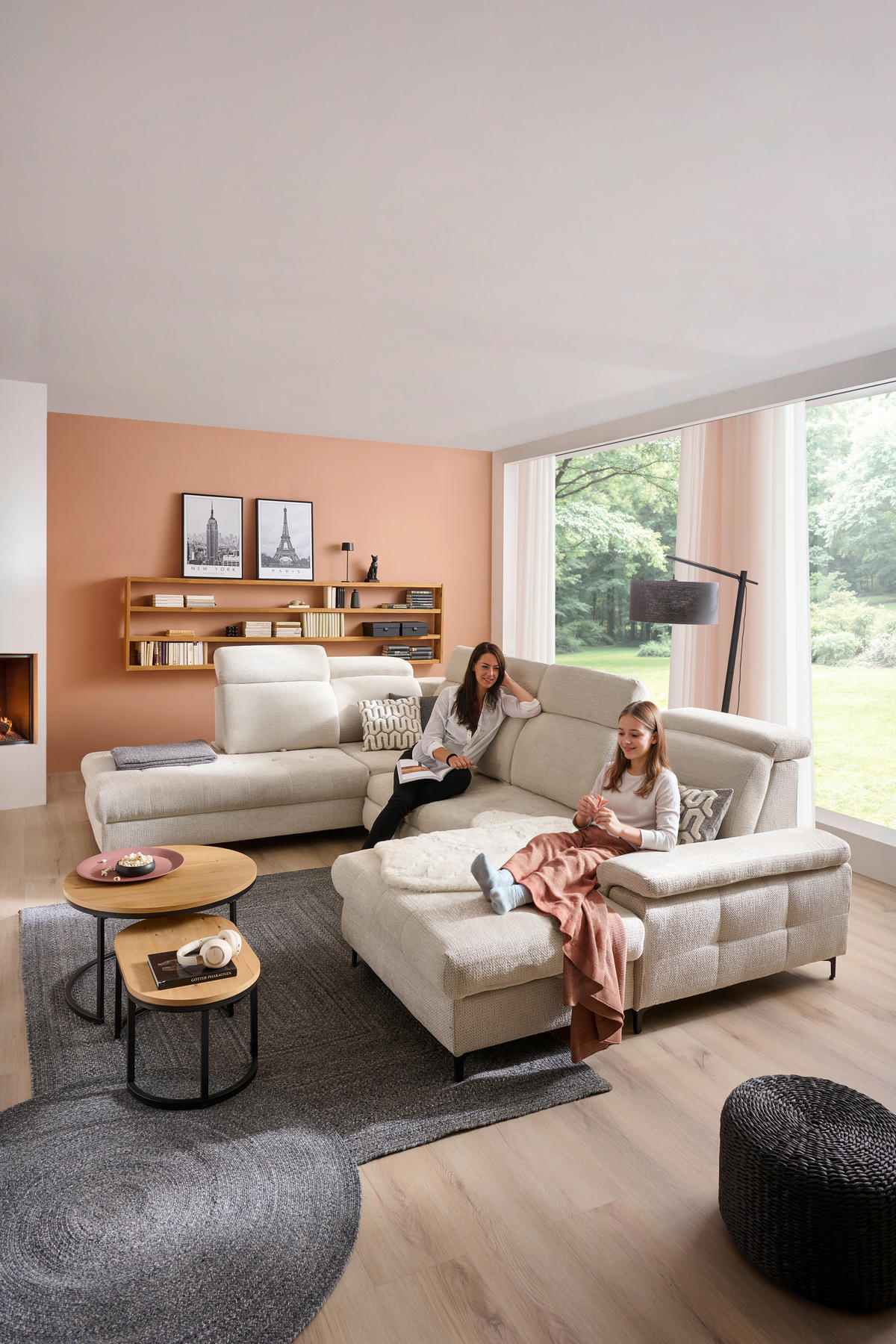 WOHNLANDSCHAFT in Struktur Beige  - Beige, Design, Textil/Metall (270/364/190cm) - Stylife